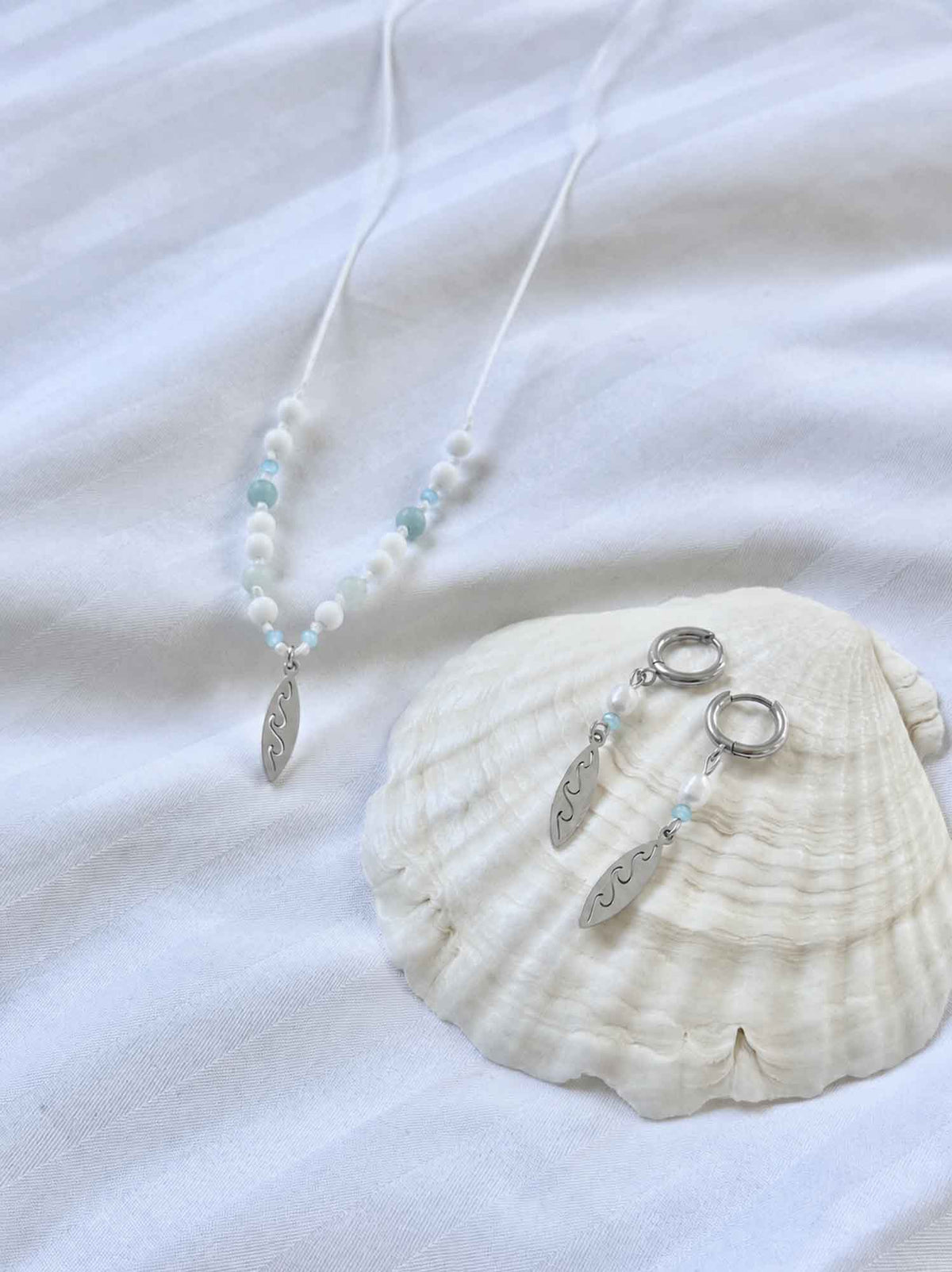 Gold/Silver Surfer-Style Necklace and Earring Set