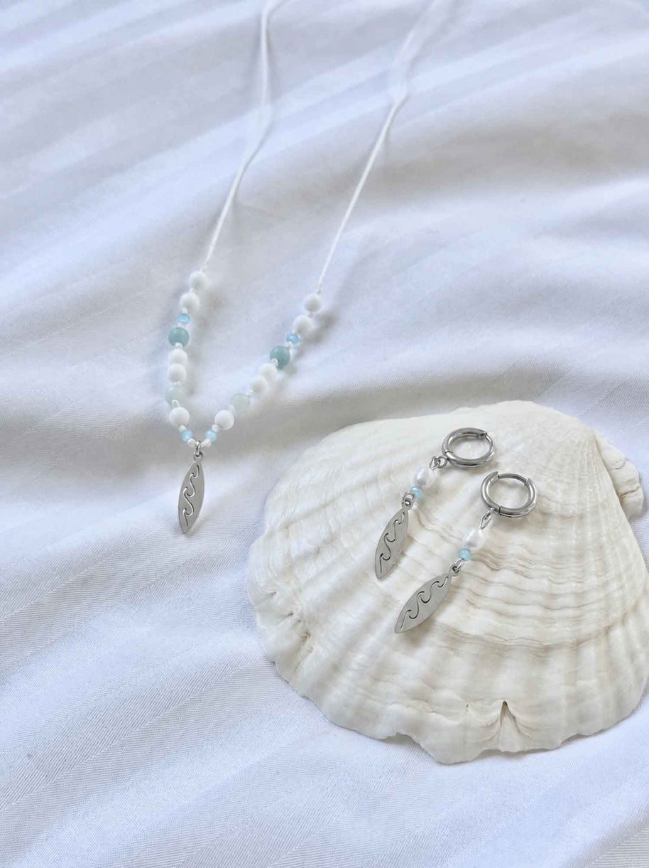 Gold/Silver Surfer-Style Necklace and Earring Set