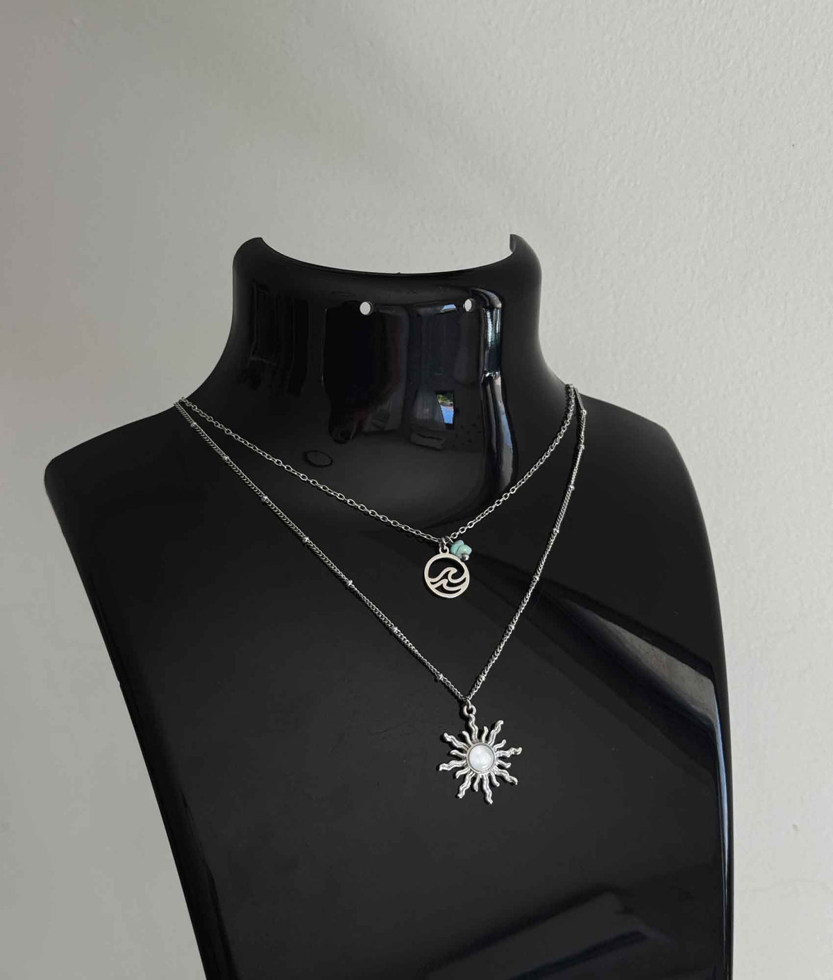 Silver stone sun necklace