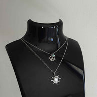 Silver stone sun necklace