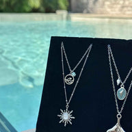 Silver stone sun necklace
