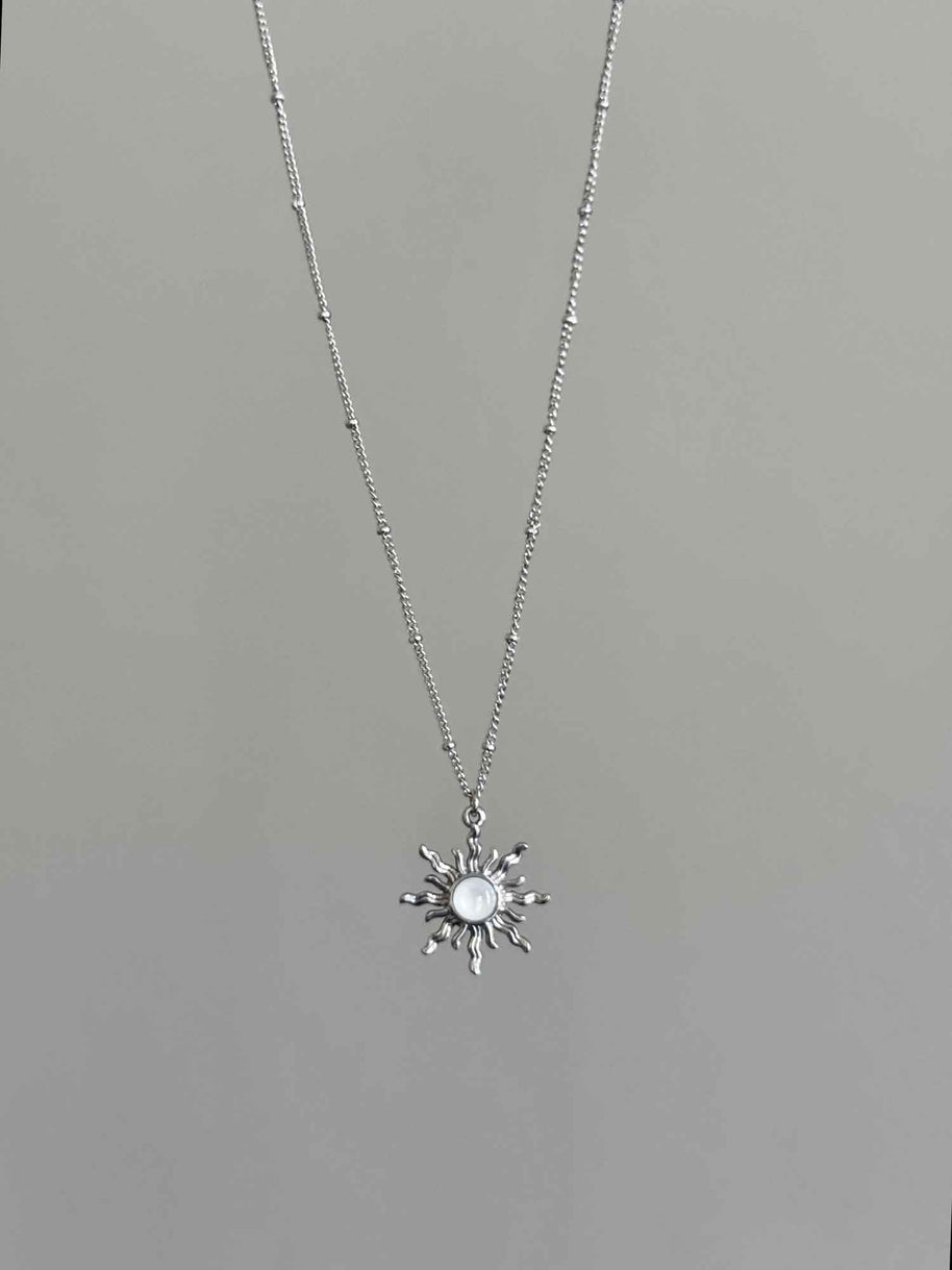 Silver stone sun necklace
