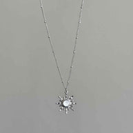 Silver stone sun necklace