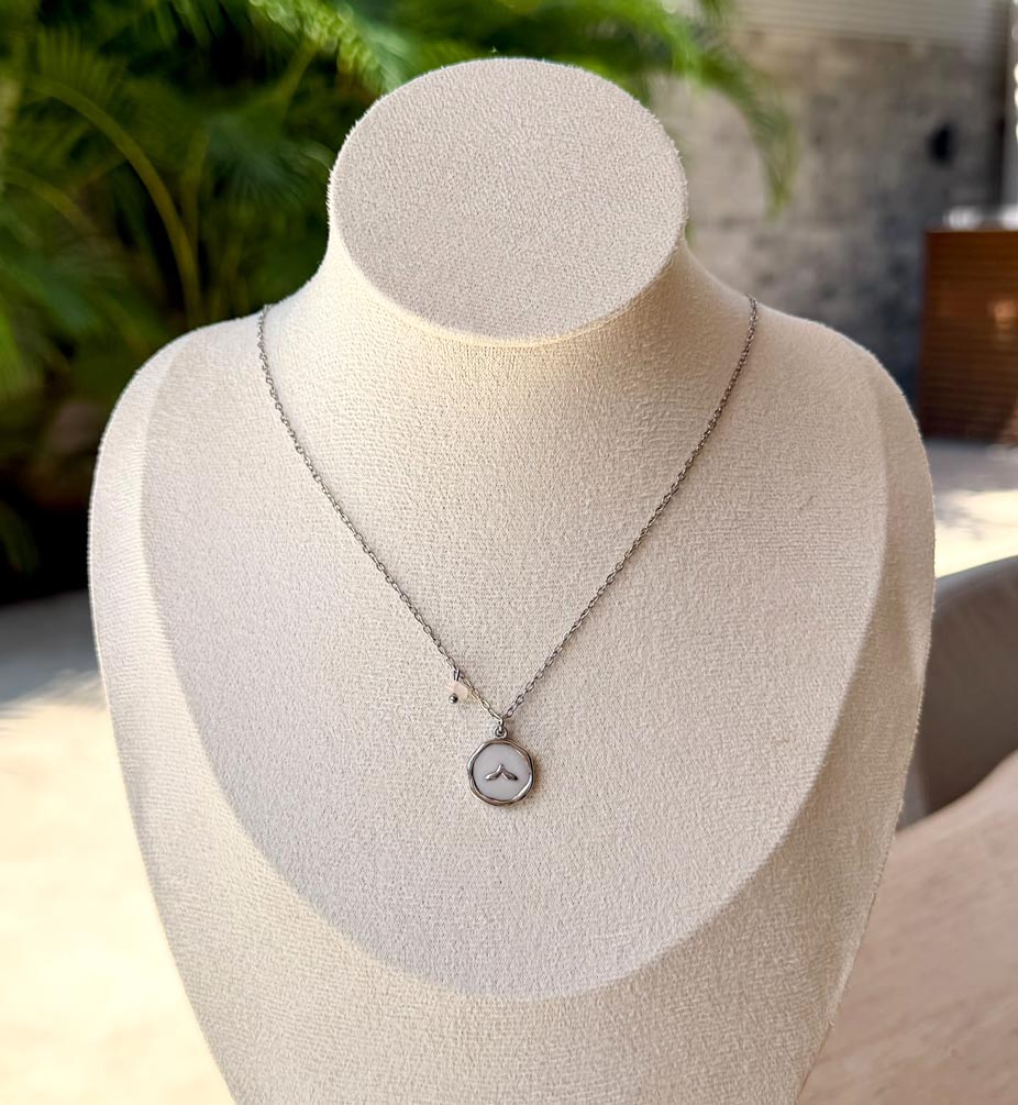 Aqua and milky pink necklace
