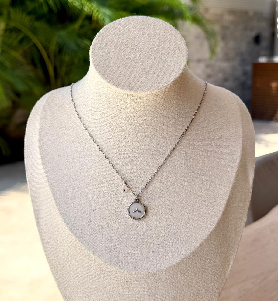 Aqua and milky pink necklace