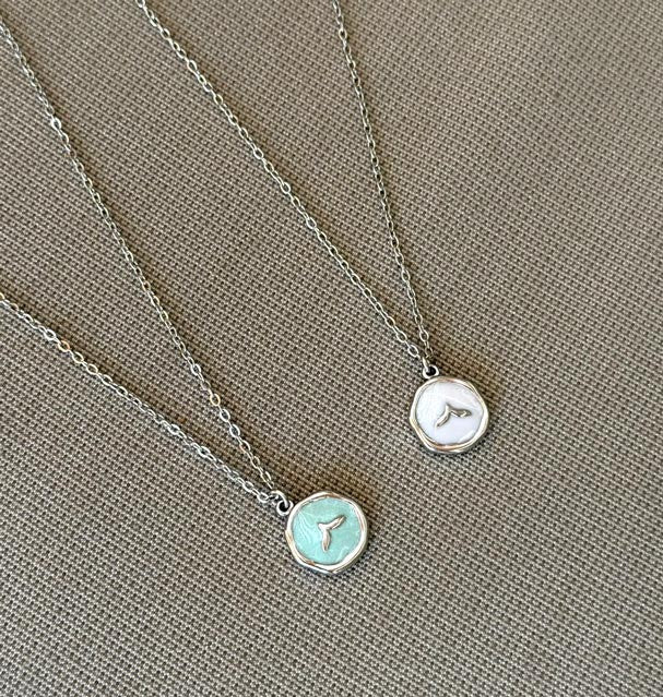Aqua and milky pink necklace