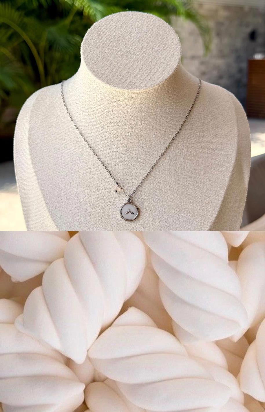 Aqua and milky pink necklace
